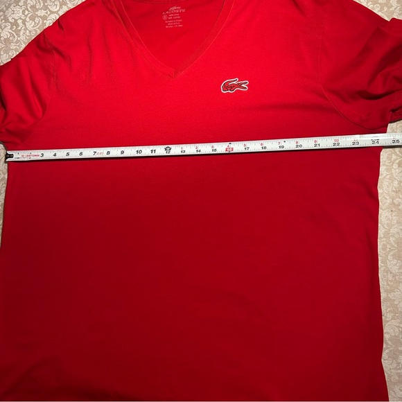 Lacoste ~ Men’s Red Classic V Neck Soft Cotton Jersey T-Shirt in size 8 (3XL) - Picture 5 of 13
